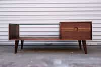 Front view of walnut coffee table