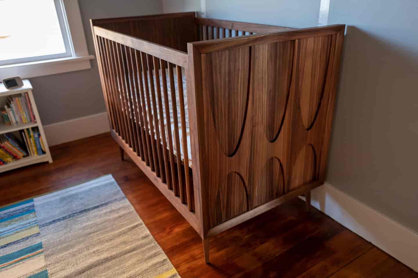 Side view of midcentury crib