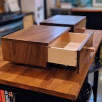 Dovetail detail of floating side tables